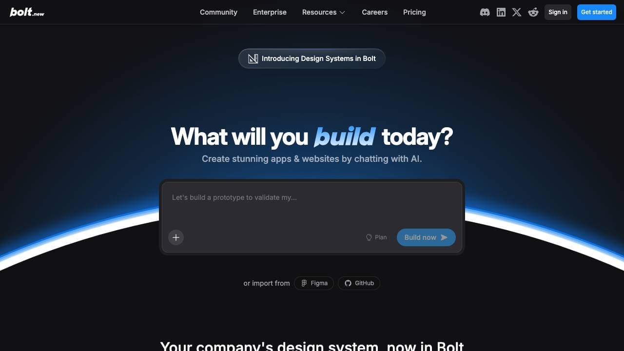 Capture d'écran de Bolt.new