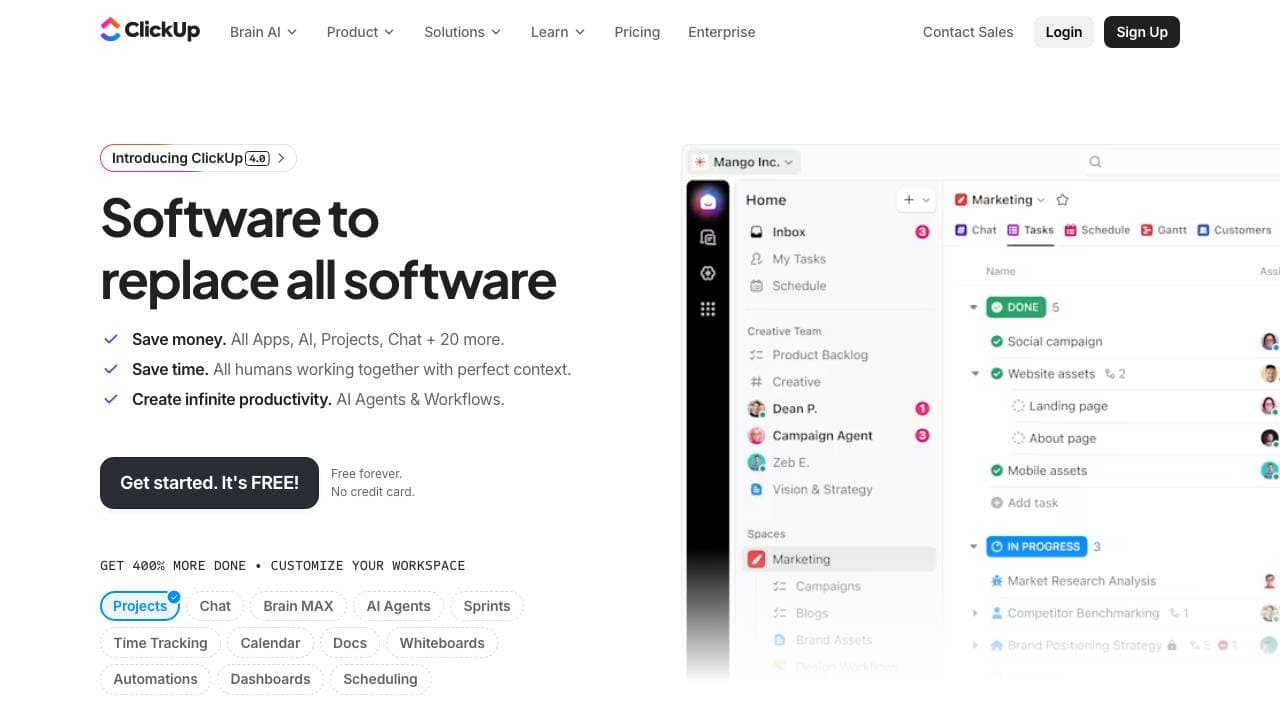 Capture d'écran de ClickUp