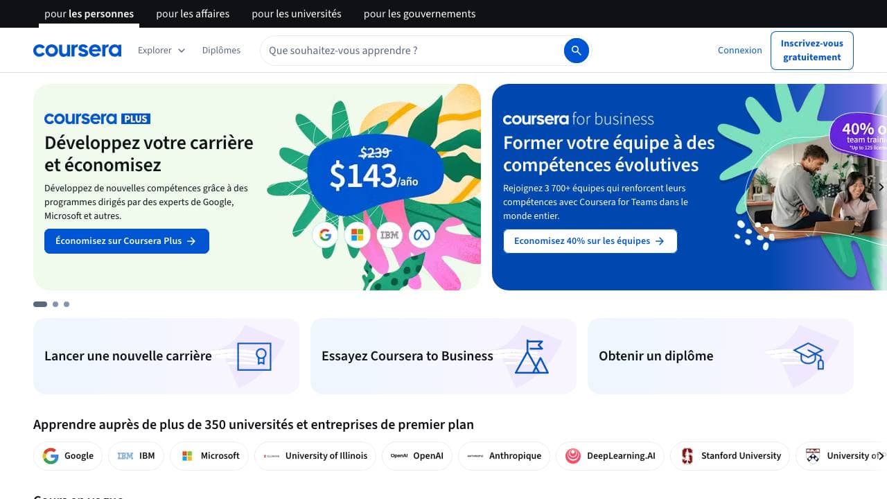 Capture d'écran de Coursera