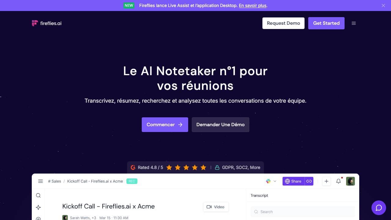 Capture d'écran de Fireflies.ai