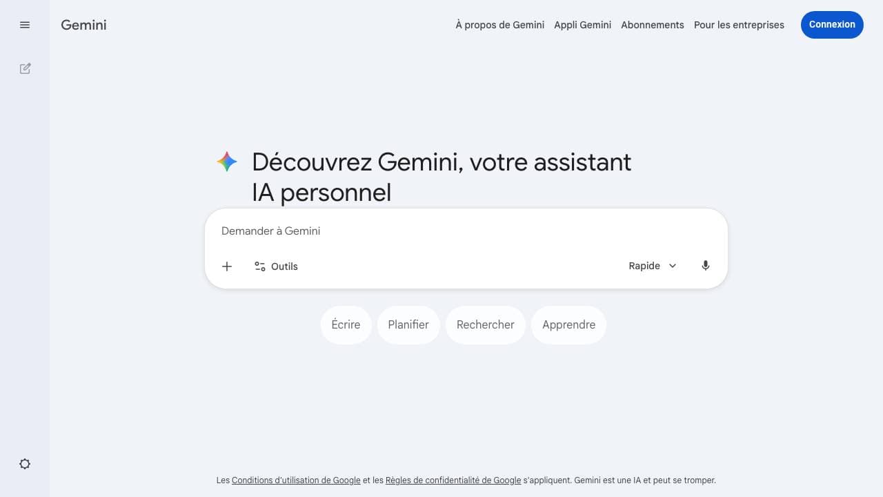 Capture d'écran de Google Gemini