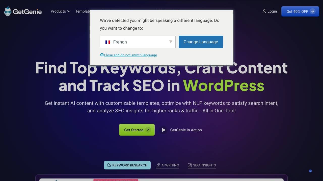 Capture d'écran de GetGenie