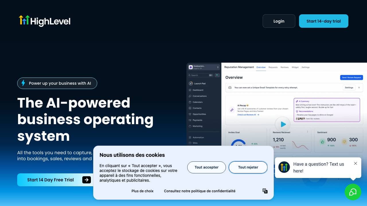 Capture d'écran de GoHighLevel
