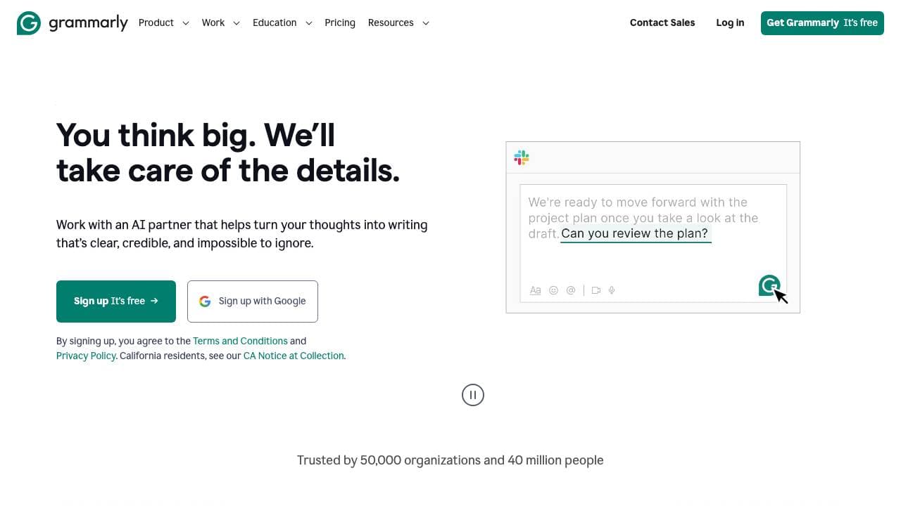 Capture d'écran de Grammarly