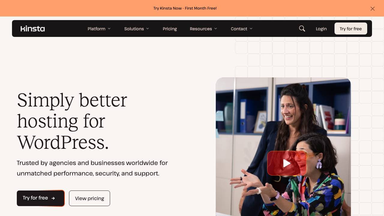 Capture d'écran de Kinsta
