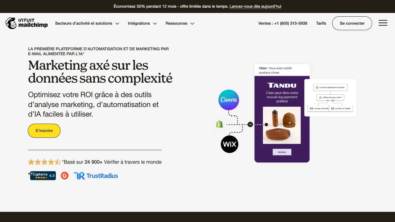 Capture d'écran de Mailchimp
