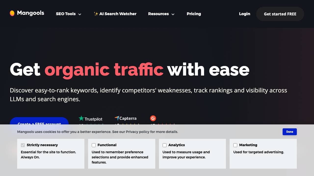 Capture d'écran de Mangools