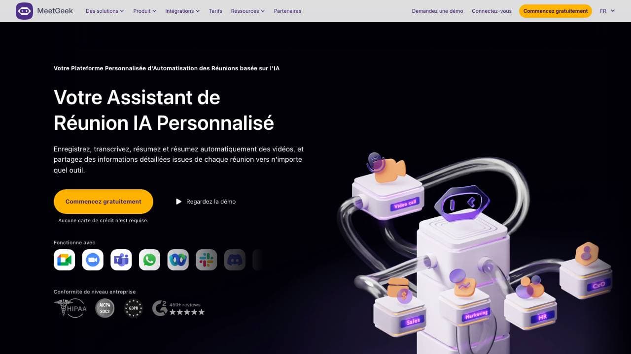 Capture d'écran de MeetGeek