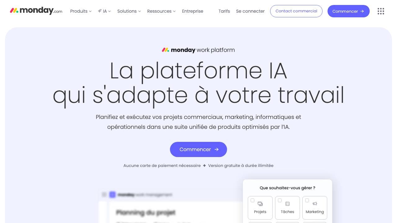 Capture d'écran de monday.com