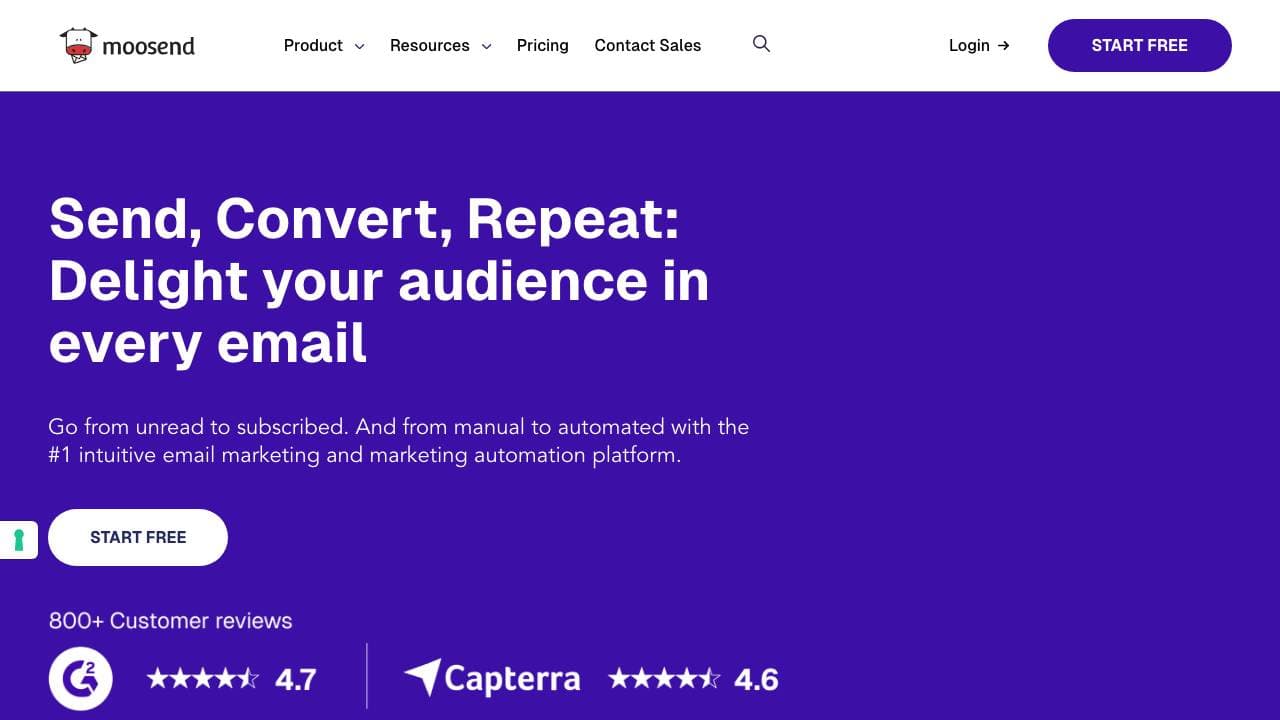 Capture d'écran de Moosend