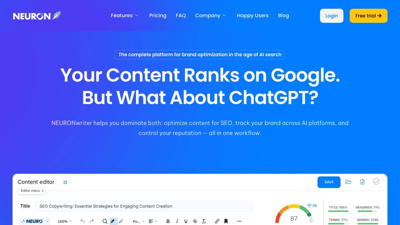 Capture d'écran de NeuronWriter