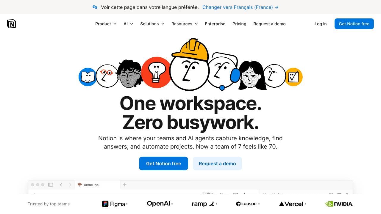 Capture d'écran de Notion