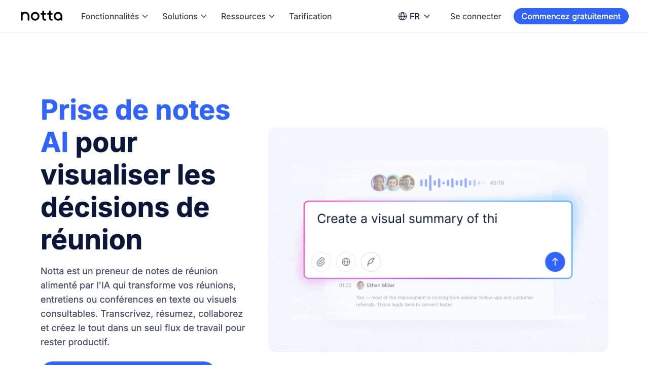 Capture d'écran de Notta AI