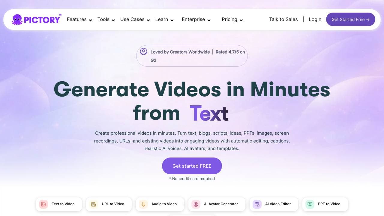 Capture d'écran de Pictory AI