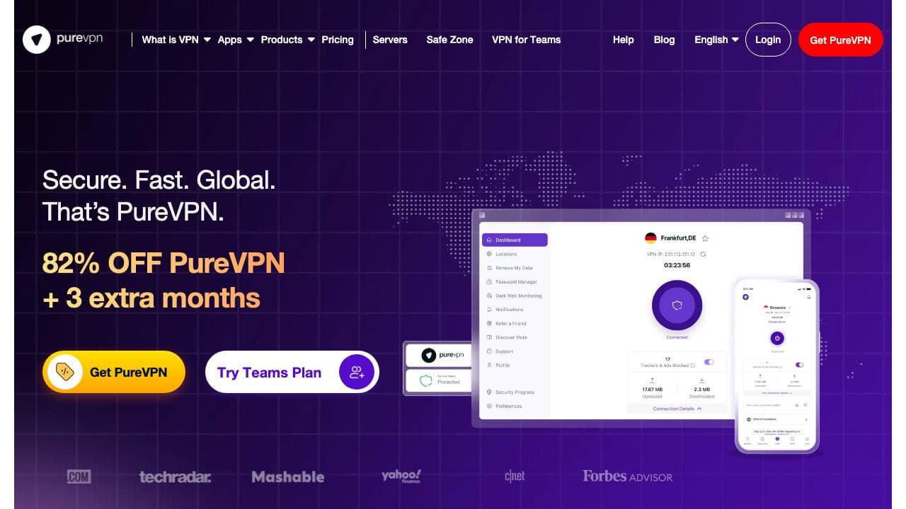 Capture d'écran de PureVPN