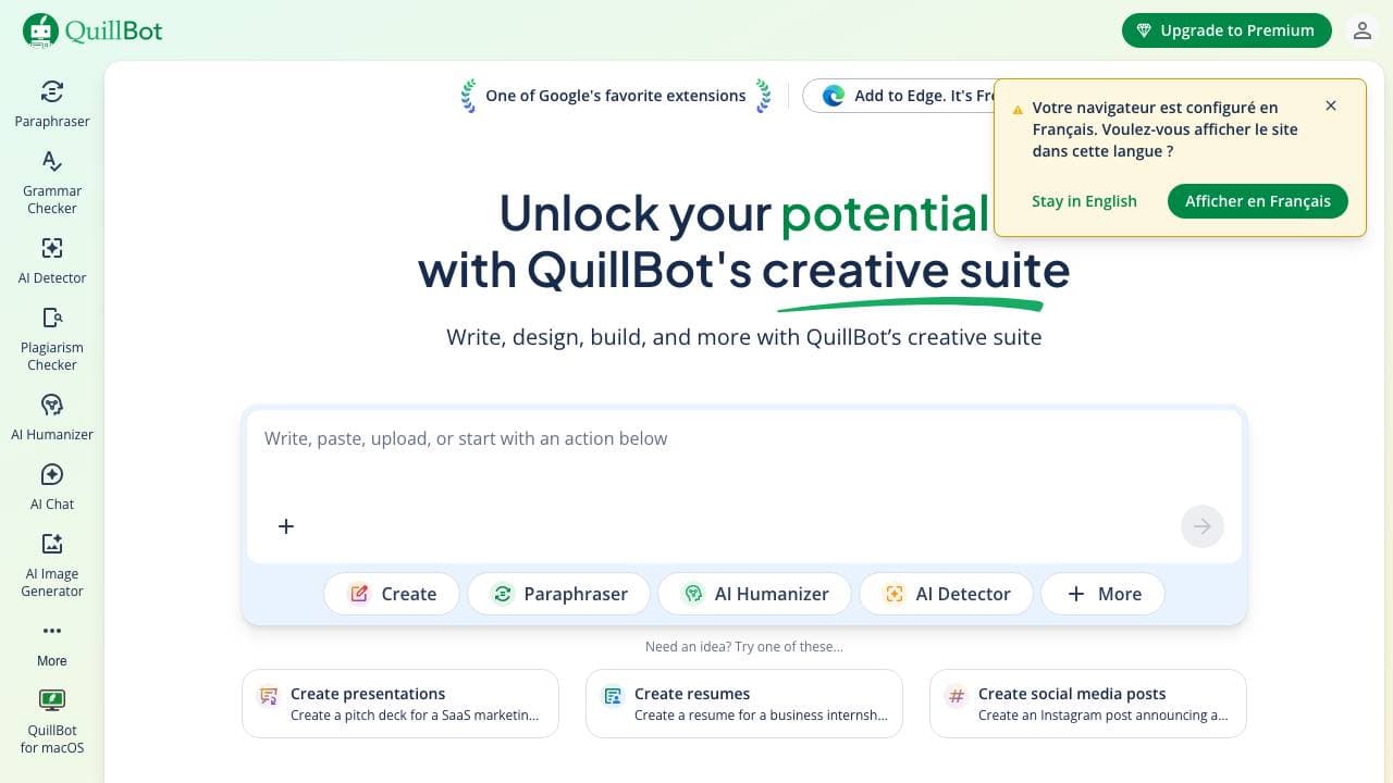Capture d'écran de QuillBot