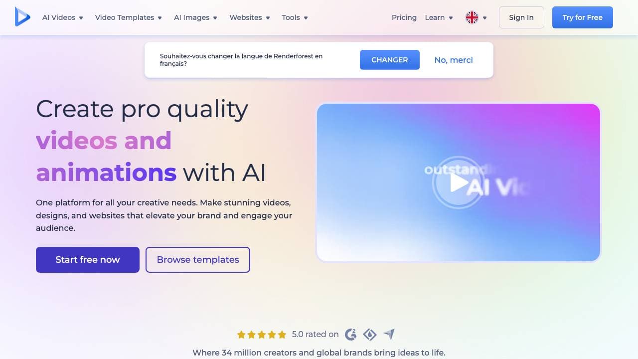Capture d'écran de Renderforest