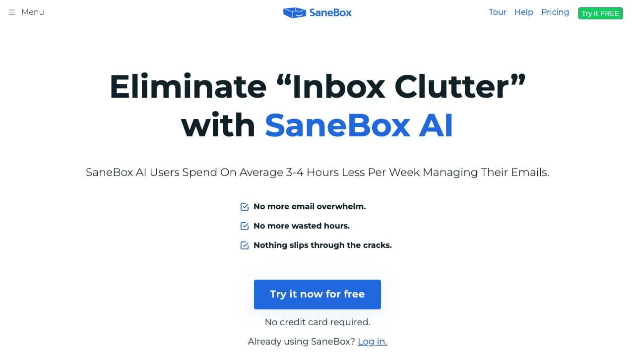Capture d'écran de SaneBox