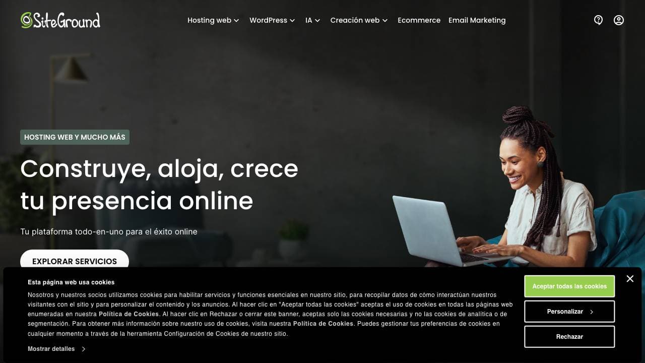 Capture d'écran de SiteGround