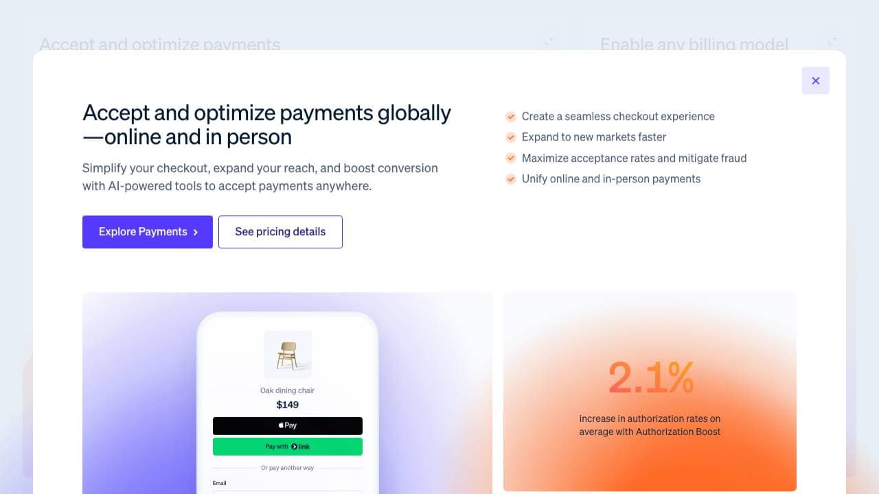 Capture d'écran de Stripe