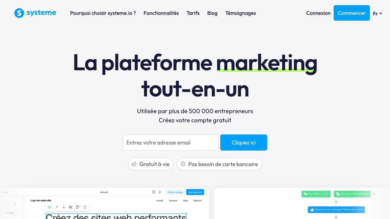 Capture d'écran de Systeme.io