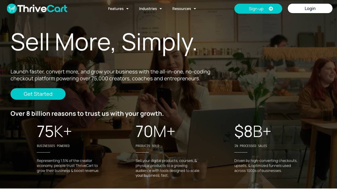 Capture d'écran de ThriveCart