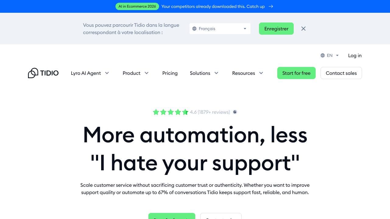 Capture d'écran de Tidio