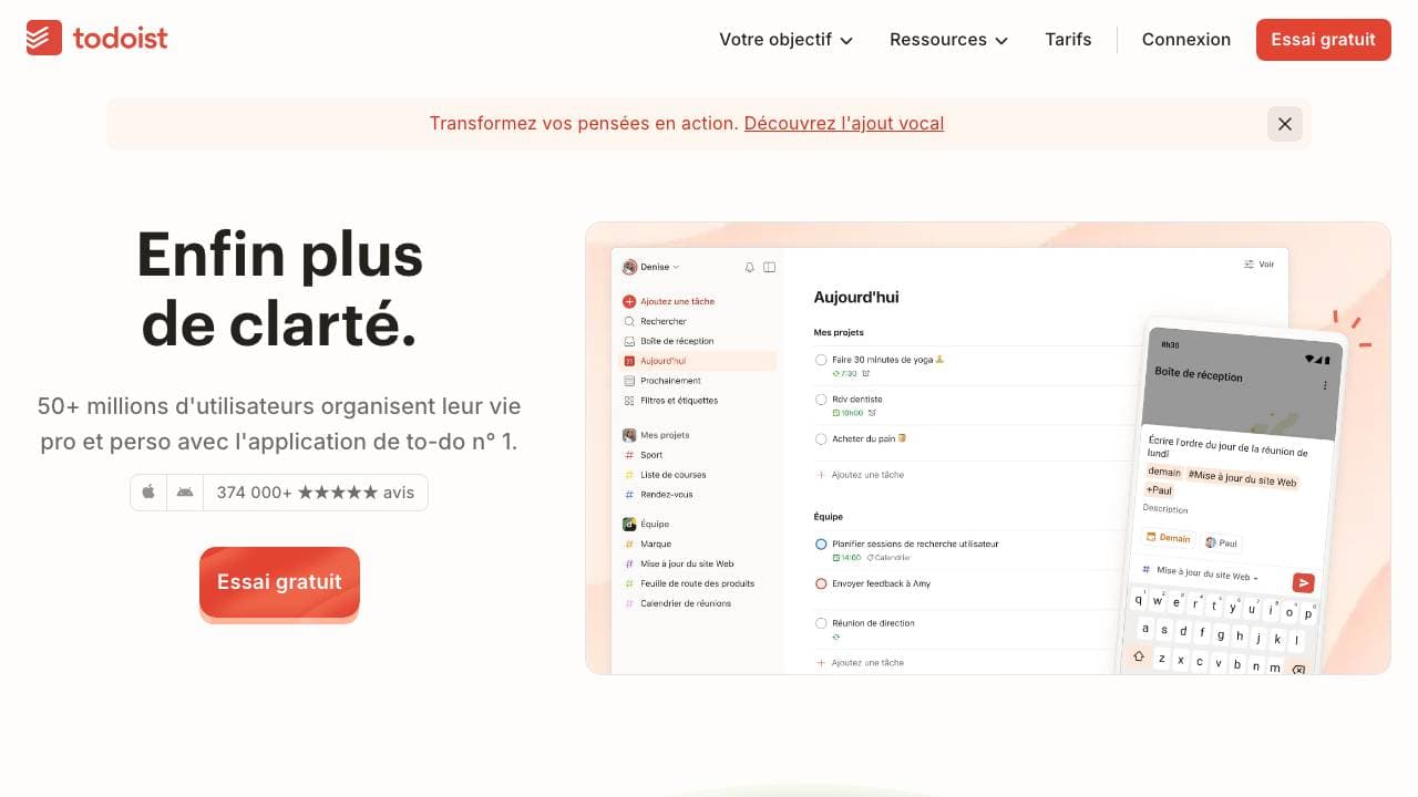 Capture d'écran de Todoist