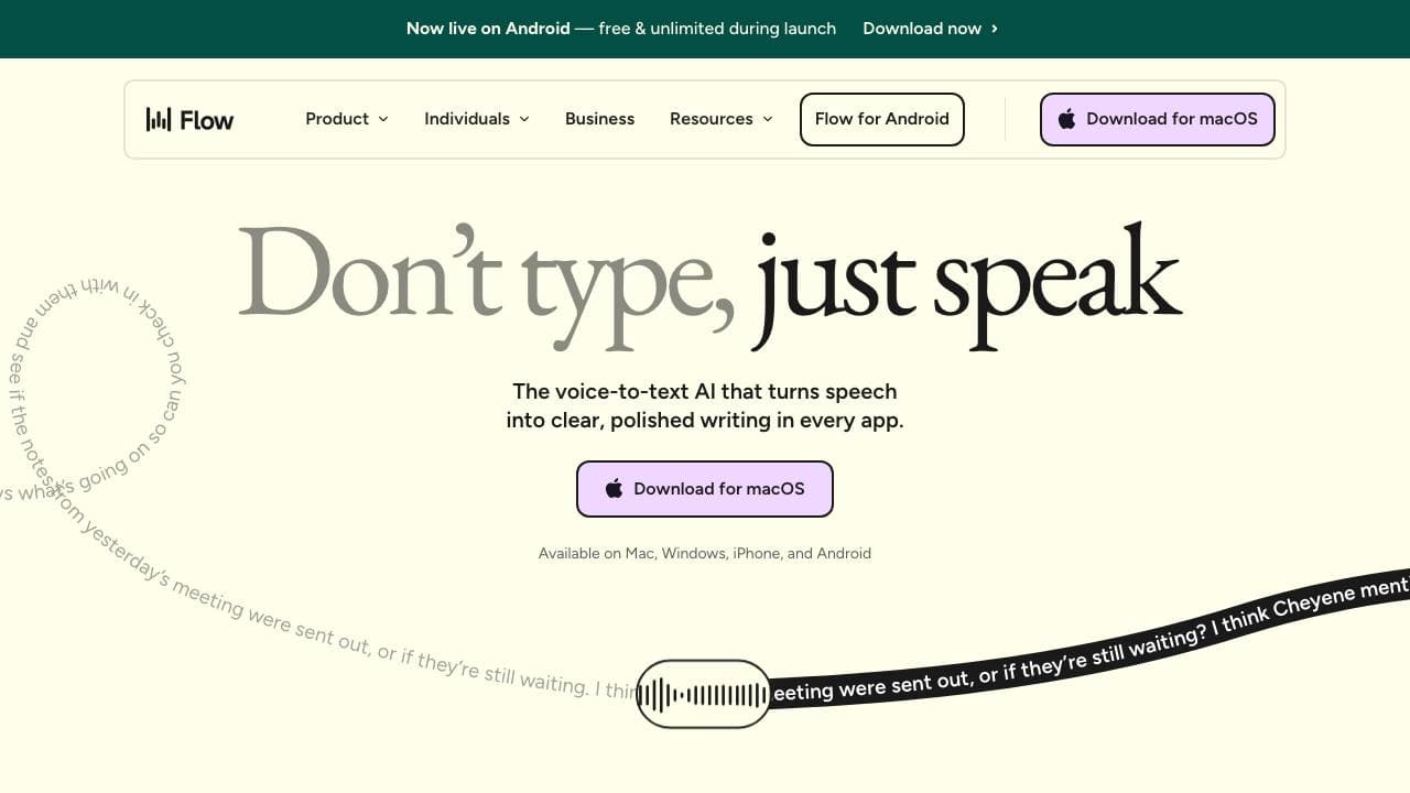 Capture d'écran de Wispr Flow