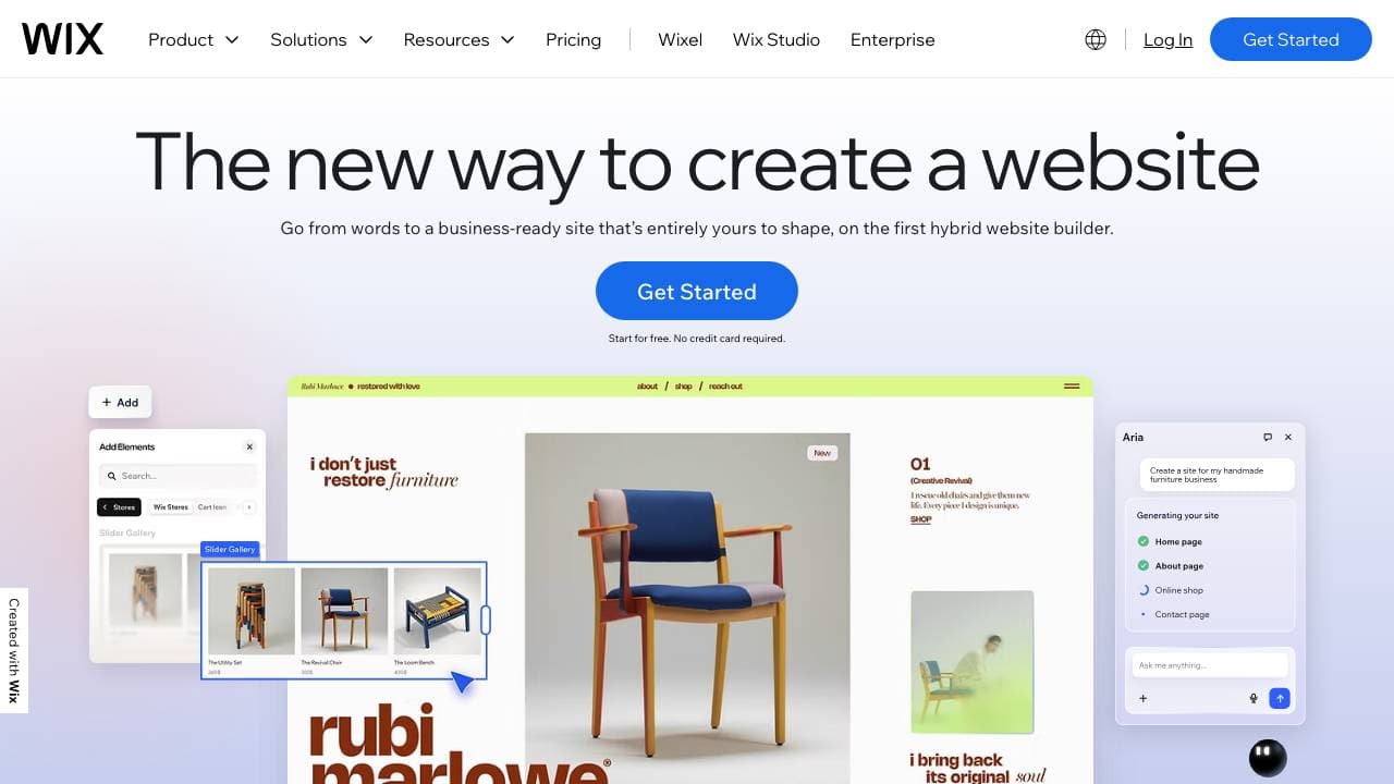 Capture d'écran de Wix