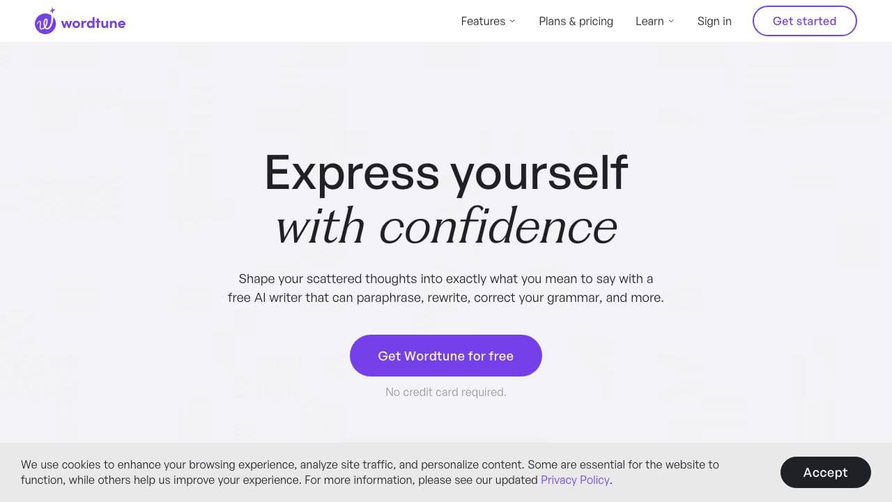 Capture d'écran de Wordtune