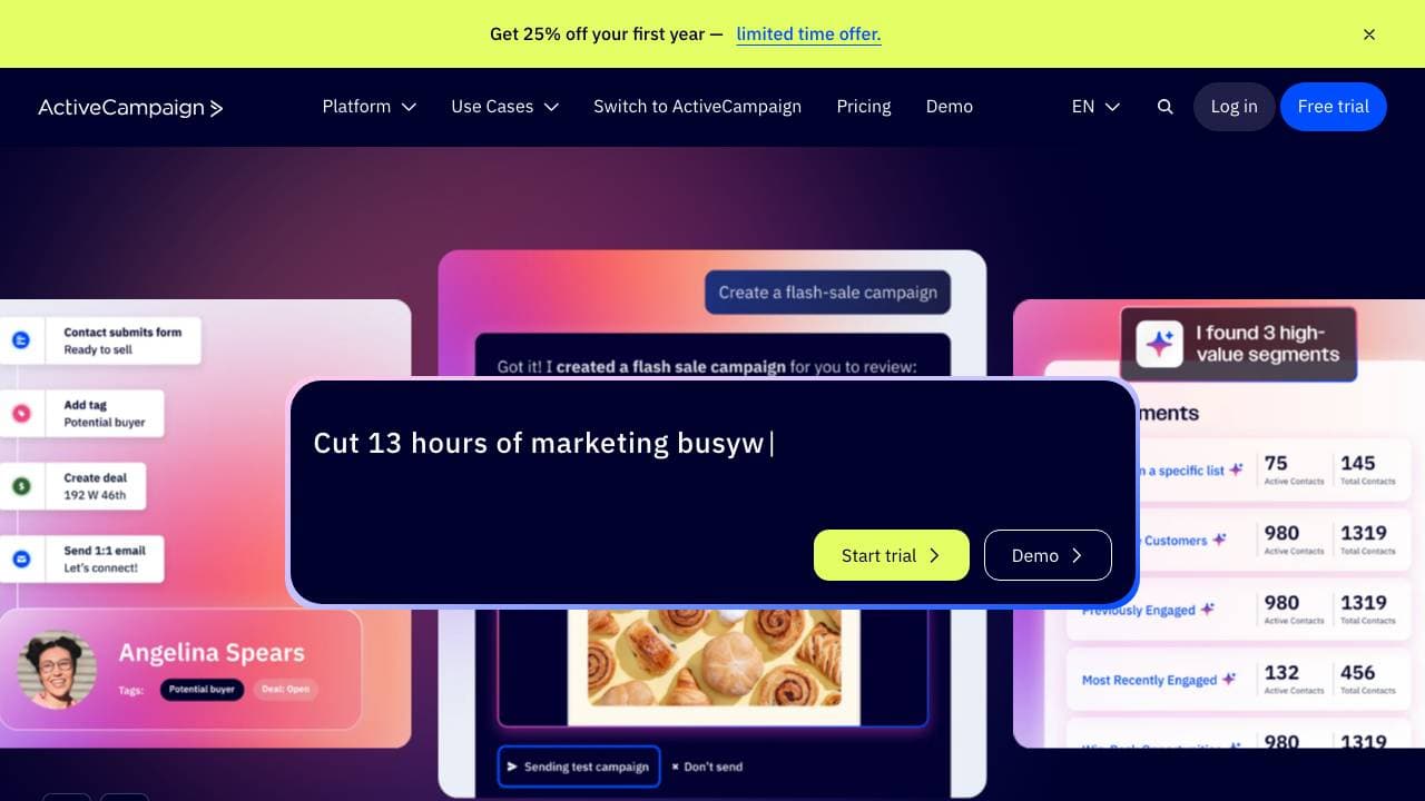 Capture d'écran de ActiveCampaign
