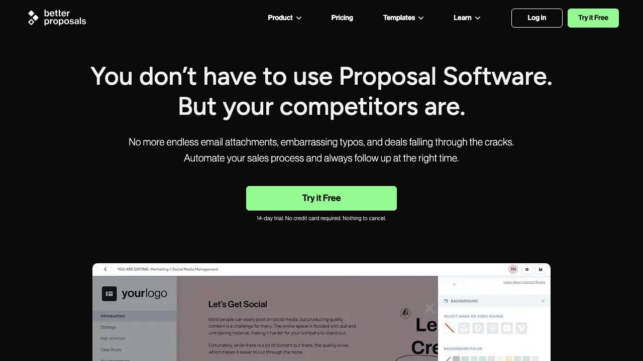 Capture d'écran de Better Proposals