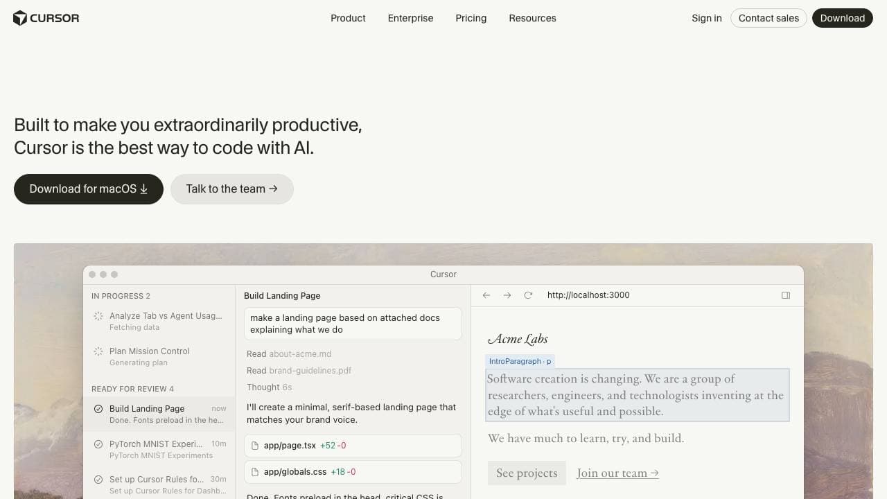 Capture d'écran de Cursor