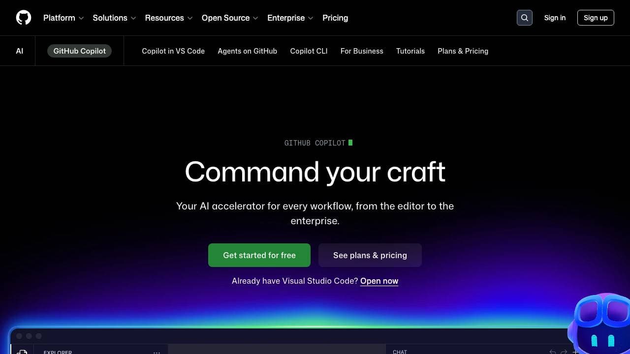 Capture d'écran de GitHub Copilot