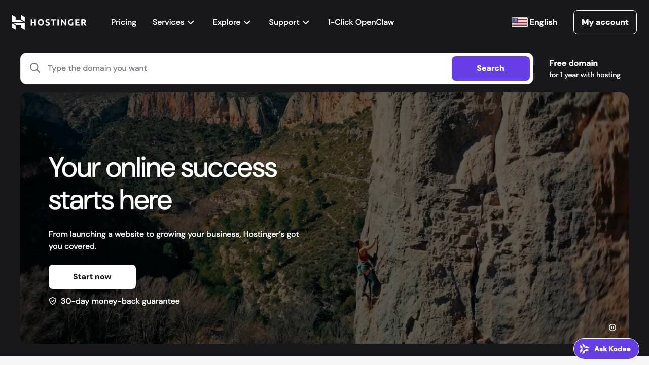 Capture d'écran de Hostinger