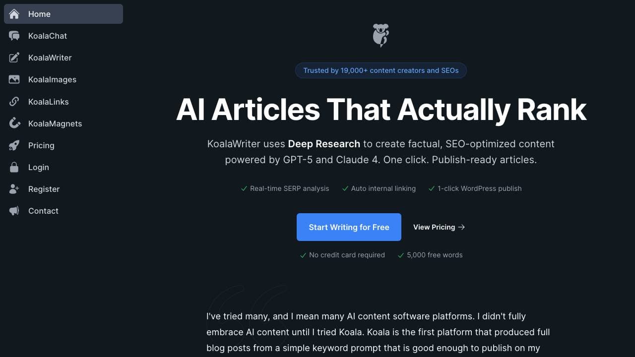 Capture d'écran de Koala AI