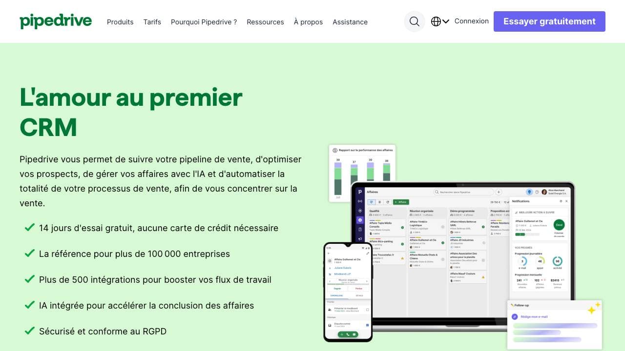 Capture d'écran de Pipedrive