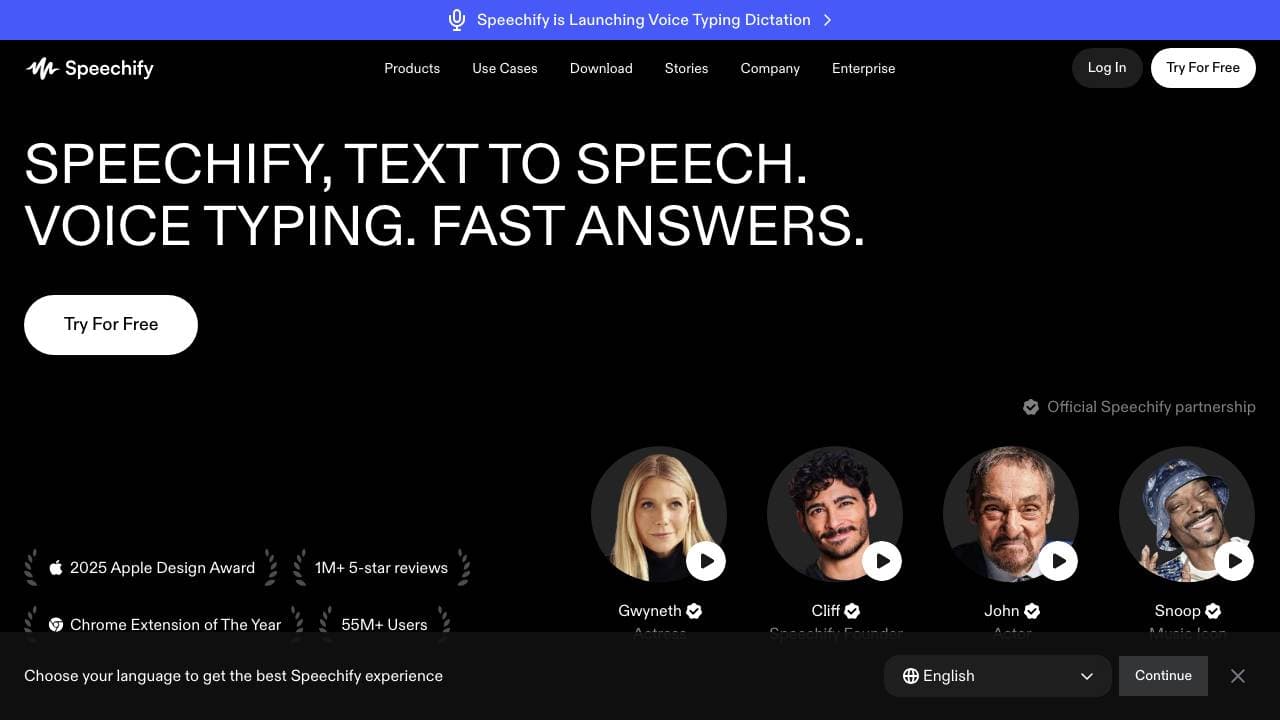 Capture d'écran de Speechify