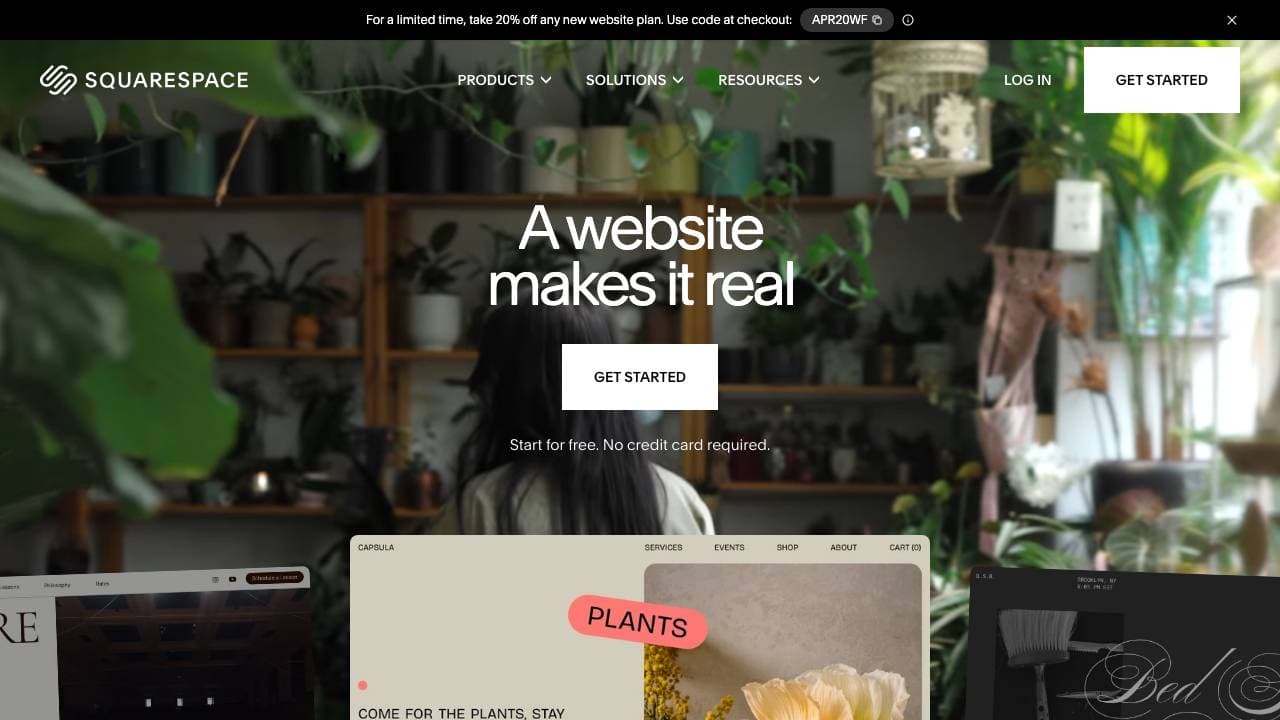 Capture d'écran de Squarespace
