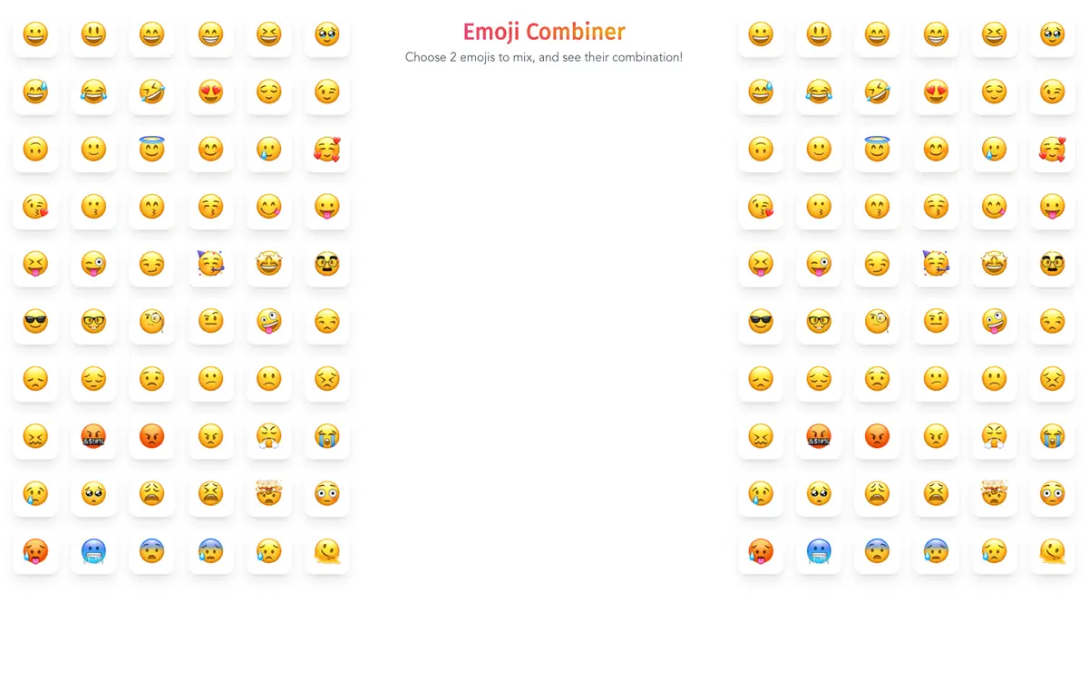 Capture d’écran de la page d’accueil de Emoji Combiner