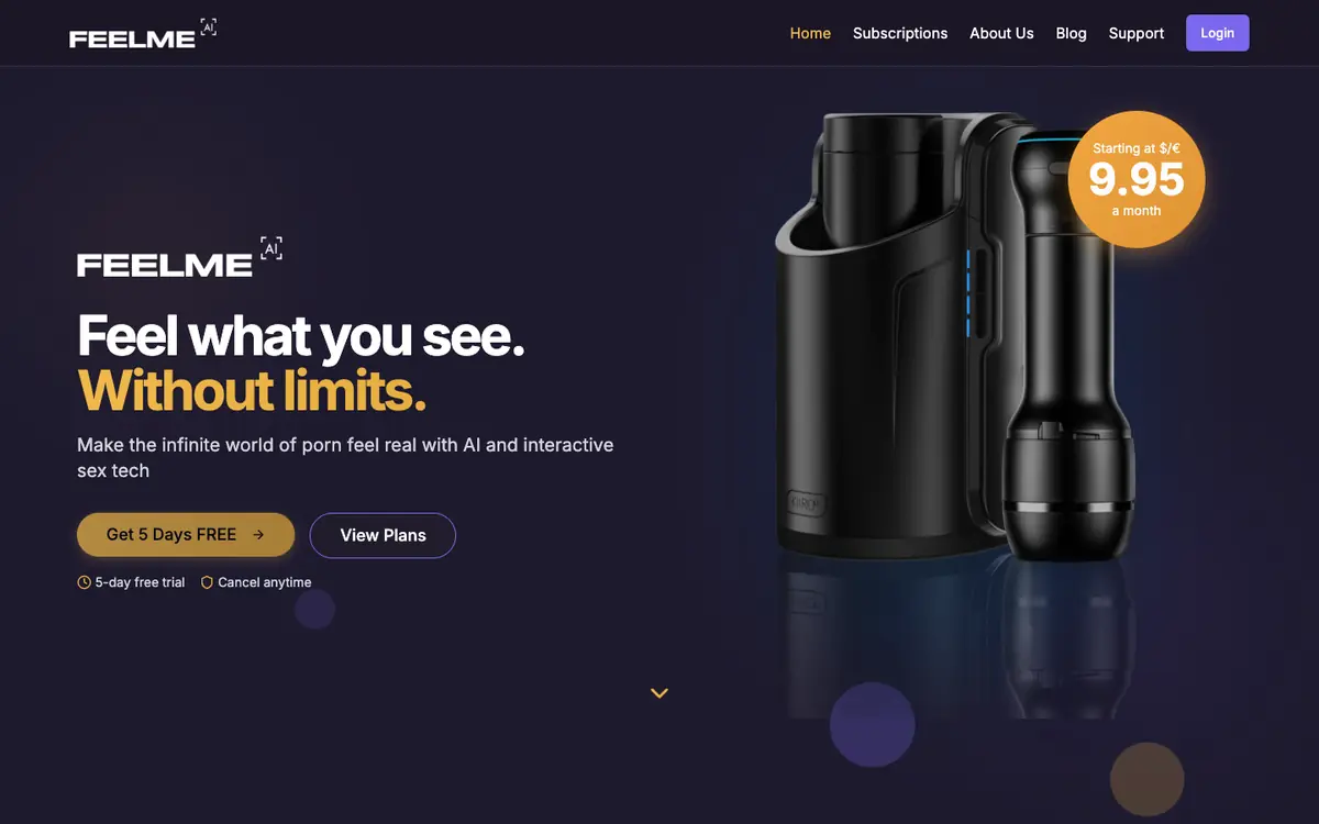 Capture d’écran de la page d’accueil de FeelMe AI