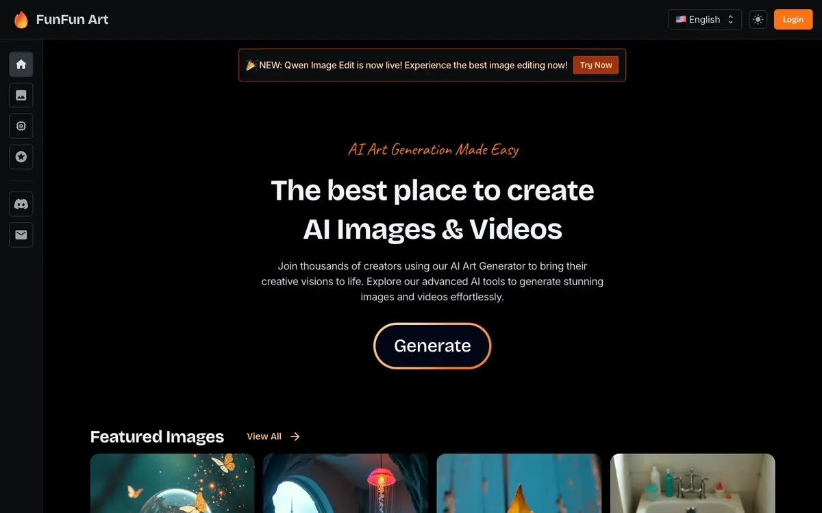 Capture d’écran de la page d’accueil de FunFun Art