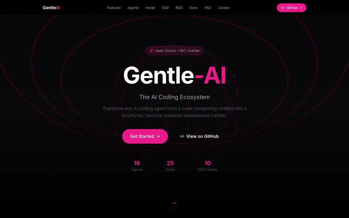 Capture d’écran de la page d’accueil de Gentle-AI