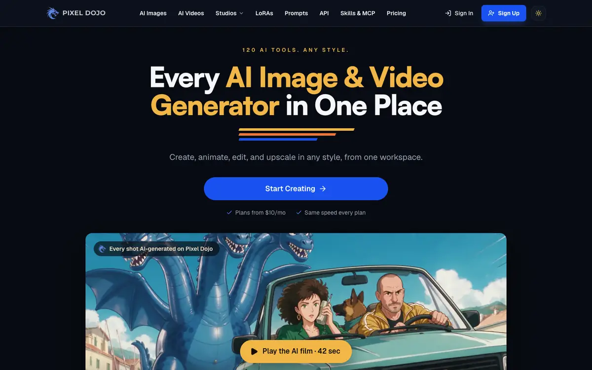 Capture d’écran de la page d’accueil de Pixel Dojo