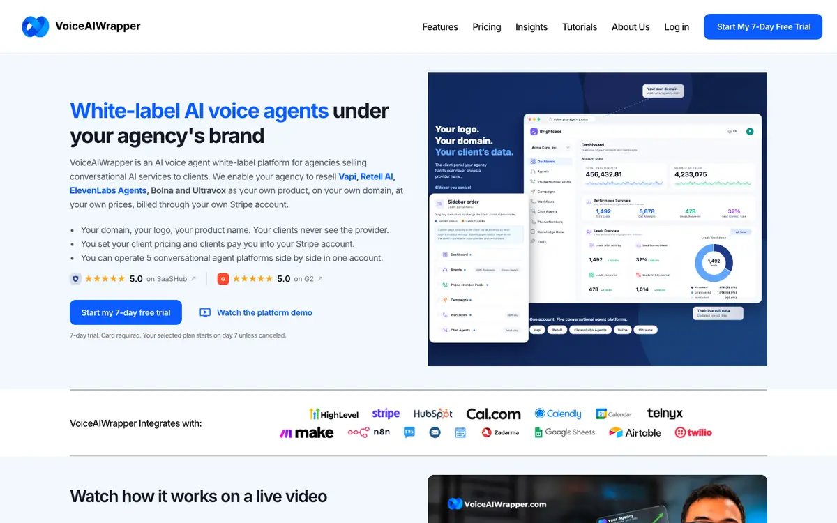 Capture d’écran de la page d’accueil de VoiceAIWrapper